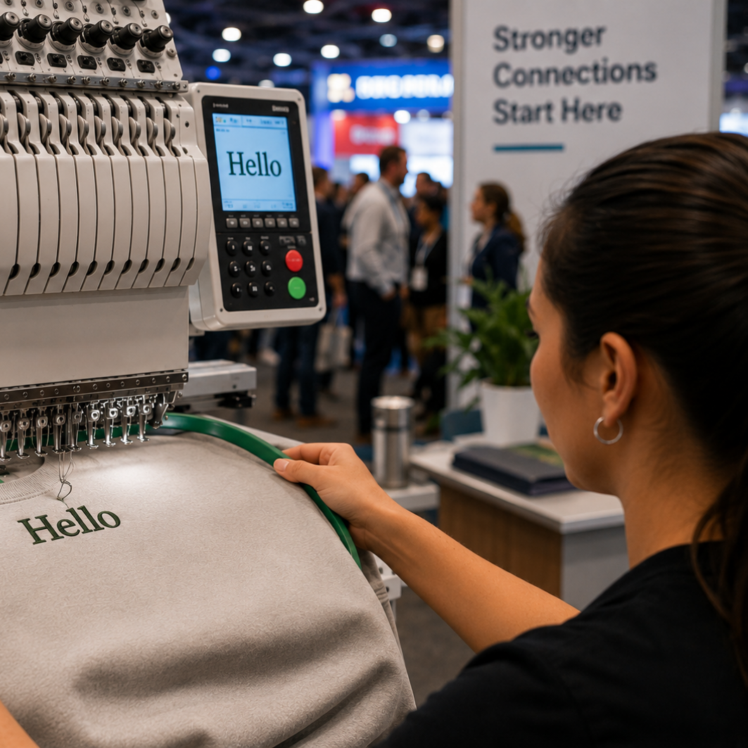 Live onsite customization with embroidery and engraving at an event